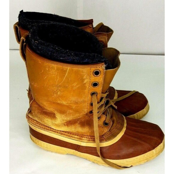 Sorel Leather Boots Mens Size 8 Tan Brown Premium Lace Up w Liner - Picture 3 of 6